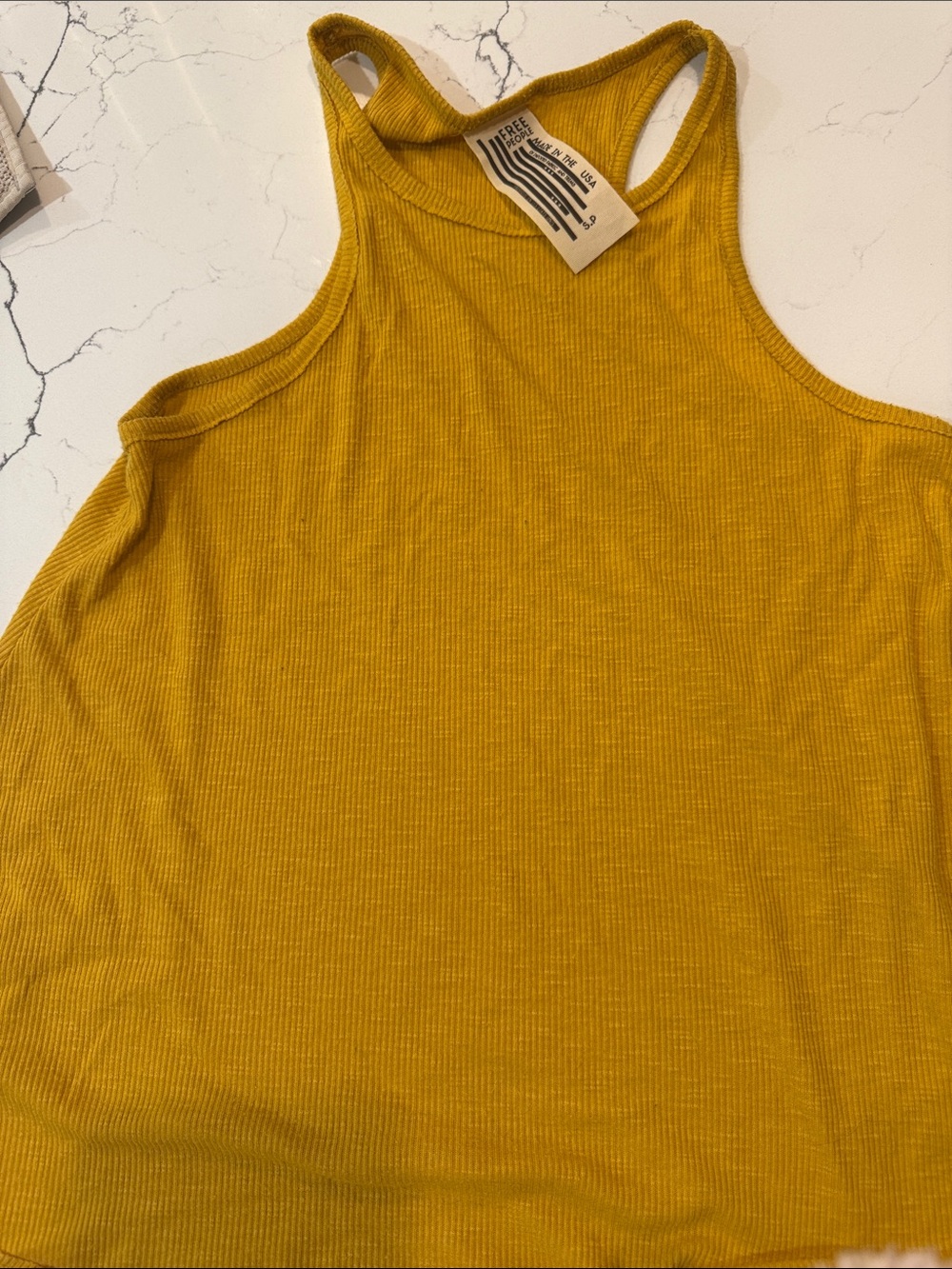 Free People Golden Yellow Ribbed Racerback Tank - Picture 3 of 3